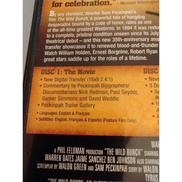 The Wild Bunch DVD 2 Disc Special Ed Original Directors Cut Warner Bros 1969 - Picture 8 of 9